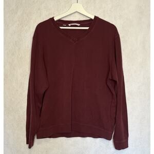 Cutter & Buck Men’s V-Neck Shirt Sweater L Pima Cotton Burgundy